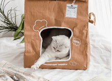 Load image into Gallery viewer, Fun Kraft Paper Cat Bed with Soft Cushion, Cute Unique Cat Supplies Accessories