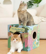 Load image into Gallery viewer, Cute Double-Layer Cardboard Cat Bed with Scratcher, fun cat scratching toys multi cats toys playroom