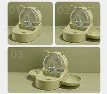 Load image into Gallery viewer, Cute Cat Auto Drinking Water Feeding Station, automatic long lasting water dispenser and cat feeding bowl set cat dog feeding station supplies