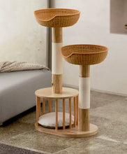 Load image into Gallery viewer, Cute Cat Tree, wooden cat tower, cat climbing tree cute cat furniture supplies accessories