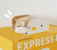 Load image into Gallery viewer, Fun Corrugated Cardboard Cat Bed, mail box style cat scratcher, scratching box, cute unique fun four season bedding supplies toys