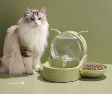 Load image into Gallery viewer, Cute Cat Auto Drinking Water Feeding Station, automatic long lasting water dispenser and cat feeding bowl set cat dog feeding station supplies