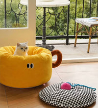 Load image into Gallery viewer, Teapot style sleeping resting bed for cats and small dogs, cute unique fun four season winter warm soft comfy bedding supplies
