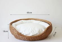 Load image into Gallery viewer, Handmade rattan cat bed, cute unique cat winter warm four season bedding supplies