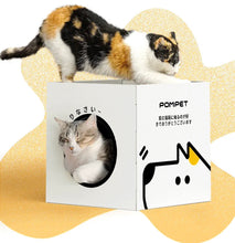 Load image into Gallery viewer, Cute Double-Layer Cardboard Cat Bed with Scratcher, fun cat scratching toys multi cats toys playroom