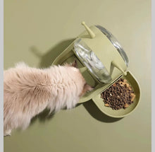Load image into Gallery viewer, Cute Cat Auto Drinking Water Feeding Station, automatic long lasting water dispenser and cat feeding bowl set cat dog feeding station supplies