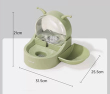 Load image into Gallery viewer, Cute Cat Auto Drinking Water Feeding Station, automatic long lasting water dispenser and cat feeding bowl set cat dog feeding station supplies