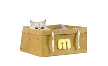 Load image into Gallery viewer, Kraft Paper Cat Bed/Box with Scratching Cardboard