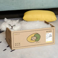 Load image into Gallery viewer, Cute Corrugated Cardboard Cat Bed, mail box style cat scratcher, scratching box, cute unique fun four season bedding supplies toys