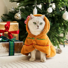 Load image into Gallery viewer, Gingerbread Man Style Cat Cape Outfit, Cute Fun Unique Cat Supplies Accessories Christmas Halloween costumes Cosplay
