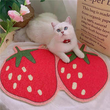 Load image into Gallery viewer, Banana style cat litter mat, fruit peach lemon strawberry and banana, cute fun unique cat waste box mat supplies fun doormat