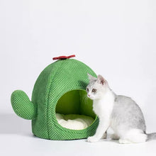 Load image into Gallery viewer, Fun cactus bed resting pad for cats, cute fun unique four season comfy soft bedding supplies