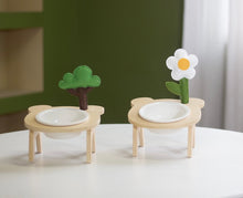 Load image into Gallery viewer, Raised flower cat dog pet feeding double bowls supplies cute fun unique
