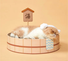 Load image into Gallery viewer, Cute cat scratcher cardboard box Japanese hot spring style