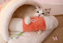 Load image into Gallery viewer, Warm winter bed for cat and small pet, cute fun unique winter warm comfy soft bedding supplies
