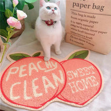 Load image into Gallery viewer, Banana style cat litter mat, fruit peach lemon strawberry and banana, cute fun unique cat waste box mat supplies fun doormat