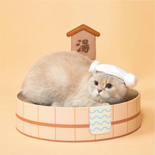 Load image into Gallery viewer, Cute cat scratcher cardboard box Japanese hot spring style