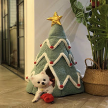 Load image into Gallery viewer, Christmas tree bed for cat, dog and pets, cute fun unique cat dog pet winter warm supplies decor