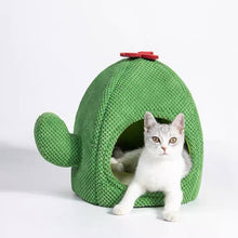 Load image into Gallery viewer, Fun cactus bed resting pad for cats, cute fun unique four season comfy soft bedding supplies