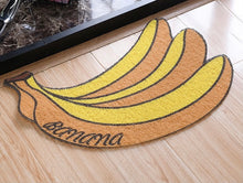 Load image into Gallery viewer, Banana style cat litter mat, fruit peach lemon strawberry and banana, cute fun unique cat waste box mat supplies fun doormat