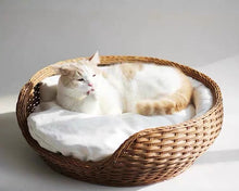 Load image into Gallery viewer, Handmade rattan cat bed, cute unique cat winter warm four season bedding supplies