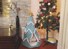 Load image into Gallery viewer, Christmas tree bed for cat, dog and pets, cute fun unique cat dog pet winter warm supplies decor