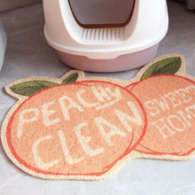 Load image into Gallery viewer, Banana style cat litter mat, fruit peach lemon strawberry and banana, cute fun unique cat waste box mat supplies fun doormat