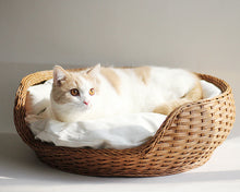 Load image into Gallery viewer, Handmade rattan cat bed, cute unique cat winter warm four season bedding supplies