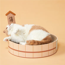 Load image into Gallery viewer, Cute cat scratcher cardboard box Japanese hot spring style