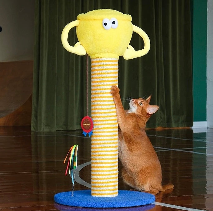 Trophy Style Cat Scratching Post, Scratcher Tower, cute fun and unique cat toys supplies accessories