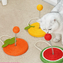 Load image into Gallery viewer, Cute and fun cat scratcher, cat toys, scraching post board, peach and citrus
