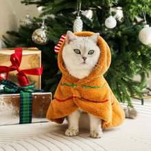 Load image into Gallery viewer, Gingerbread Man Style Cat Cape Outfit, Cute Fun Unique Cat Supplies Accessories Christmas Halloween costumes Cosplay
