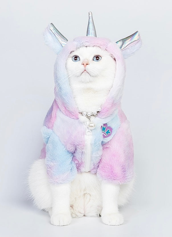 Unicorn style winter jacket for cat and small dog