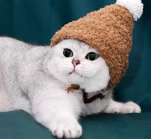 Load image into Gallery viewer, Cute cat winter warm hat, fun unique pet supplies appearance cosplay Christmas costume for pets
